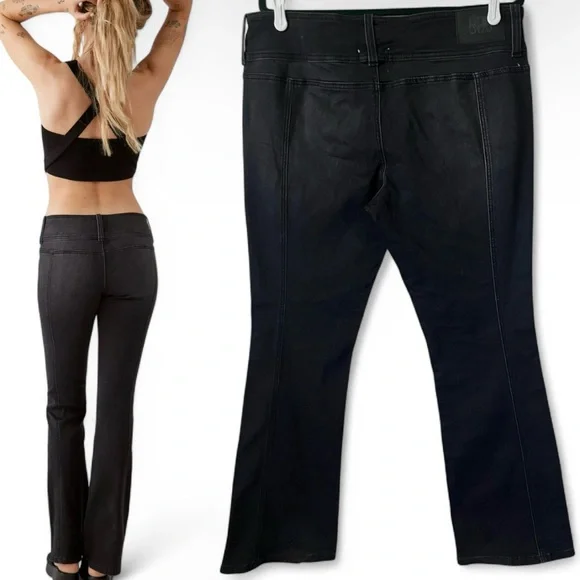 BDG Urban Outfitters Y2K Belted Flare Low Rise Jean Dark Wash Size 33 Black Slim - Picture 2 of 16